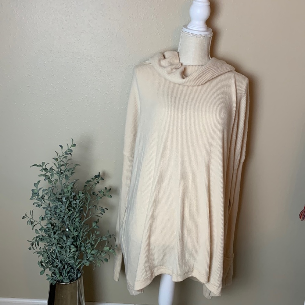 We the free free people cowl neck top cream fall neutral basic so soft! Large